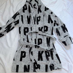 Victoria’s Secret PINK grey fuzzy bathrobe